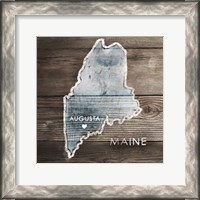 Framed Maine Rustic Map