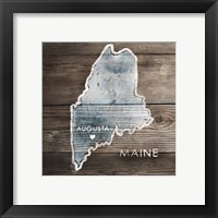 Framed 'Maine Rustic Map' border=