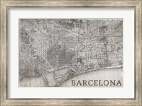 Framed Map Barcelona Beige