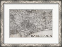 Framed Map Barcelona Beige