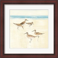 Framed Sandpipers Square I Blue