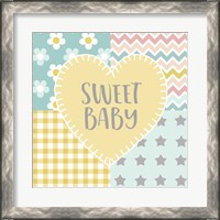 Framed 'Baby Quilt I Sweet Baby Yellow' border=