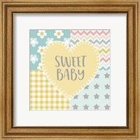 Framed 'Baby Quilt I Sweet Baby Yellow' border=