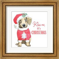 Framed Glamour Pups Christmas III Kiss Me