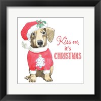 Framed Glamour Pups Christmas III Kiss Me