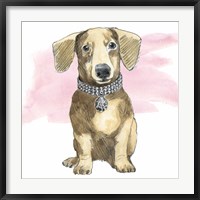 Framed Glamour Pups IX on Pink