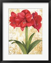 Framed Winter Birds Amaryllis II Gold and White