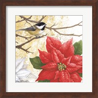 Framed 'Winter Birds Chicadee Collage' border=