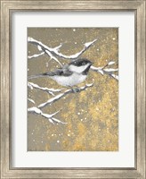 Framed Winter Birds Chicadee Neutral