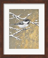 Framed Winter Birds Chicadee Neutral