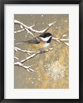 Framed Winter Birds Chickadee Color