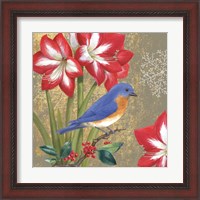 Framed 'Winter Birds Bluebird' border=