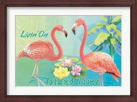 Framed Island Time Flamingo I