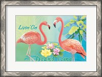 Framed Island Time Flamingo I