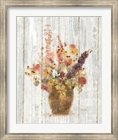 Framed Wild Flowers in Vase I on Barn Board