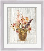Framed Wild Flowers in Vase I on Barn Board