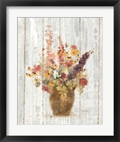 Framed 'Wild Flowers in Vase I on Barn Board' border=