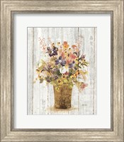 Framed Wild Flowers in Vase II on Barn Board