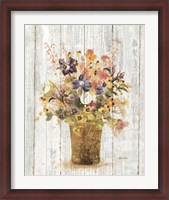 Framed Wild Flowers in Vase II on Barn Board