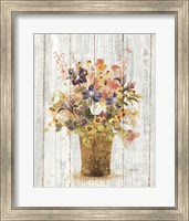 Framed Wild Flowers in Vase II on Barn Board