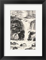 Framed Sumi Waterfall IV