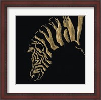 Framed Gilded Zebra on Black