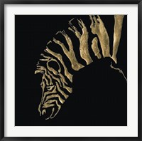 Framed Gilded Zebra on Black