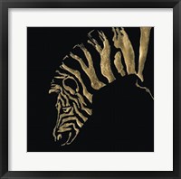 Gilded Zebra on Black Framed Print
