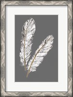 Framed Gold Feathers IV on Grey