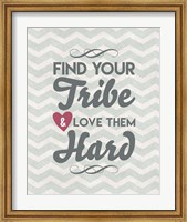Framed Find Your Tribe - Blue Chevron Pattern