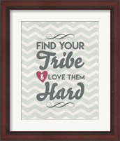 Framed Find Your Tribe - Blue Chevron Pattern