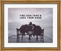 Framed Find Your Tribe - Friend Trio Grayscale