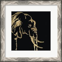 Framed Gilded Elephant on Black