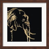 Framed Gilded Elephant on Black