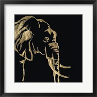 Gilded Elephant on Black Framed Print