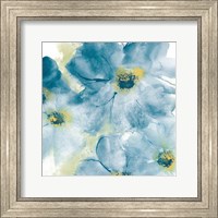 Framed Seashell Cosmos I Blue and Yellow