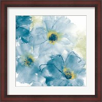 Framed Seashell Cosmos II Blue and Yellow