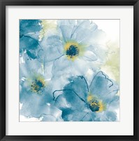 Framed Seashell Cosmos II Blue and Yellow