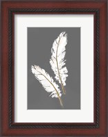 Framed Gold Feathers I on Grey