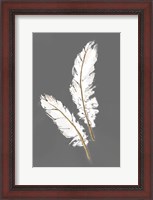 Framed Gold Feathers I on Grey