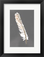 Framed Gold Feathers II on Grey