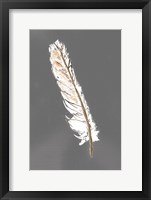 Framed Gold Feathers II on Grey