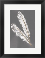 Framed Gold Feathers III on Grey