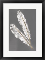 Gold Feathers III on Grey Framed Print