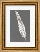 Framed Gold Feathers VI on Grey