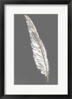 Gold Feathers VI on Grey Framed Print