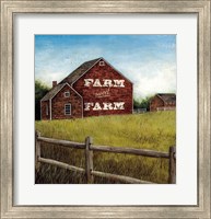 Framed Weathered Barns Red with Words
