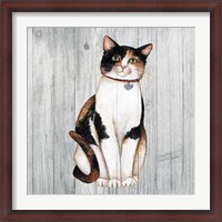 Framed Country Kitty III on Wood