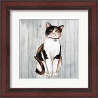 Framed Country Kitty III on Wood