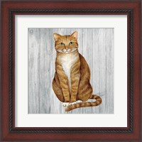 Framed Country Kitty II on Wood